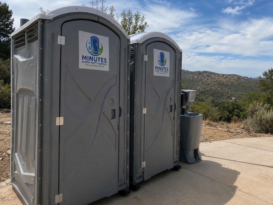 Freshly cleaned portable toilet ready for delivery in Philadelphia
